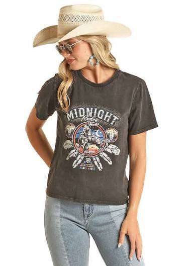 ROCK&ROLL WOMEN MIDNIGHT RODEO TEE RRWT21R17W T-SHIRT