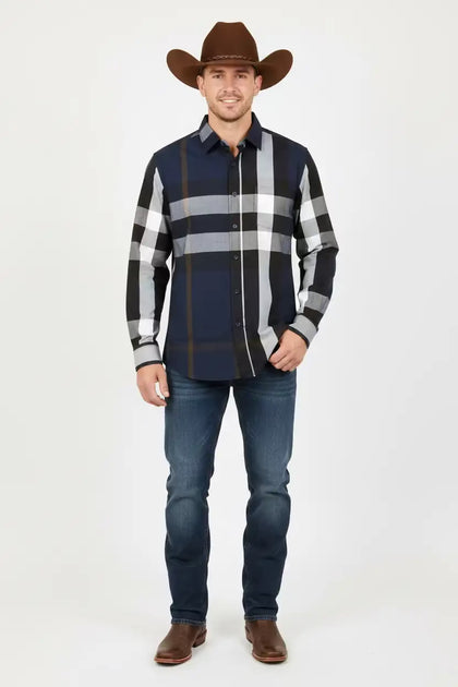 BALDELLI LONG SLEEVE SHIRT NAVY CH-201