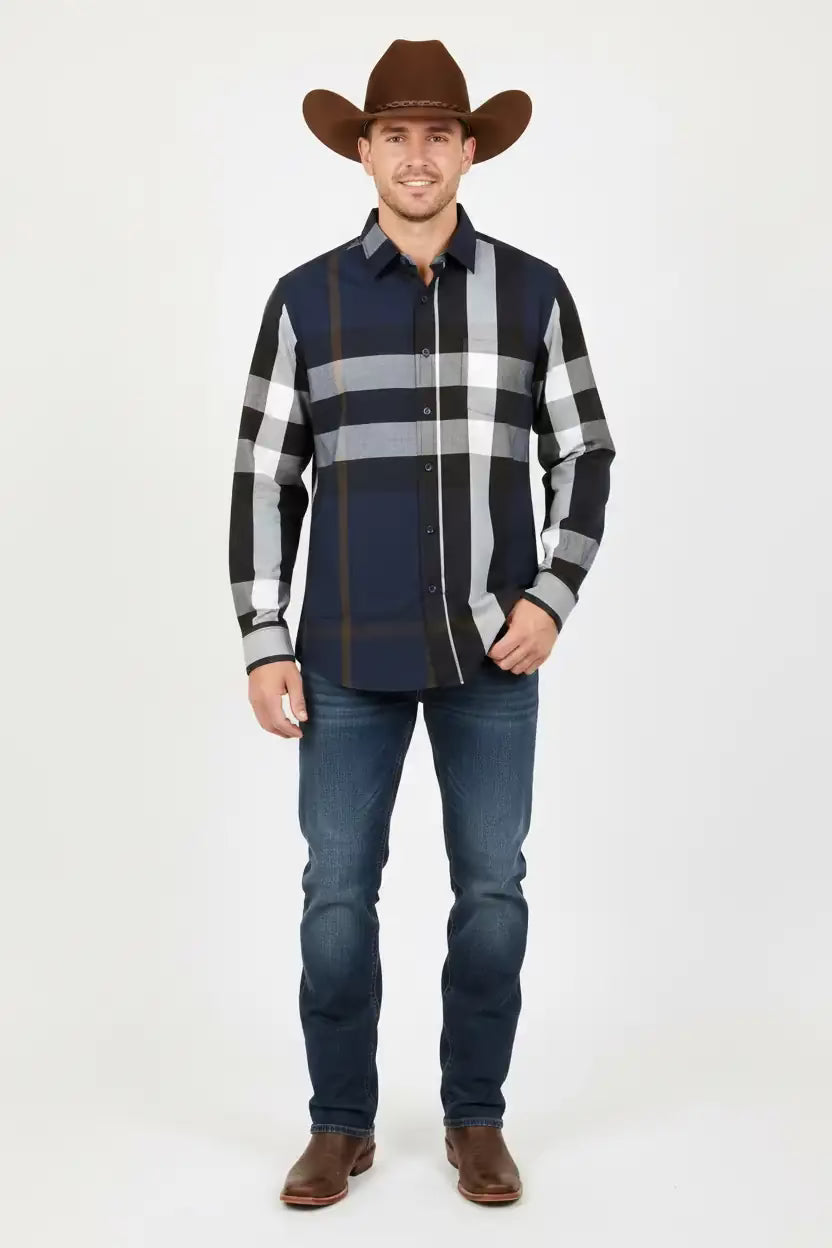 CAMISA MANGA LARGA BALDELLI AZUL MARINO CH-201
