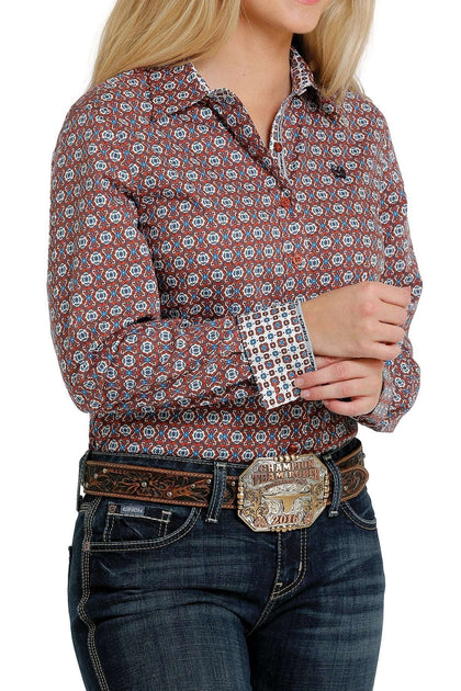 WOMEN SHIRT CINCH BLUE WITH RED MSW9165017