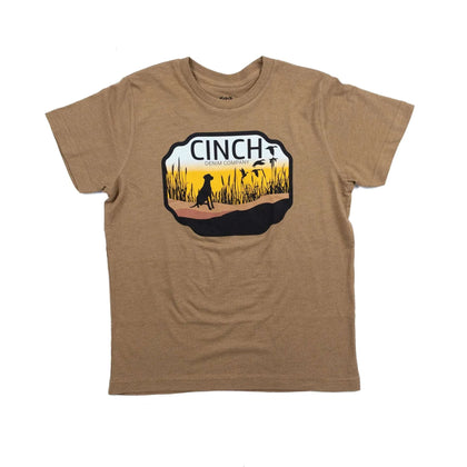 CINCH BOYS TSHIRT- BROWN TEE TAN BULL MTT7670167