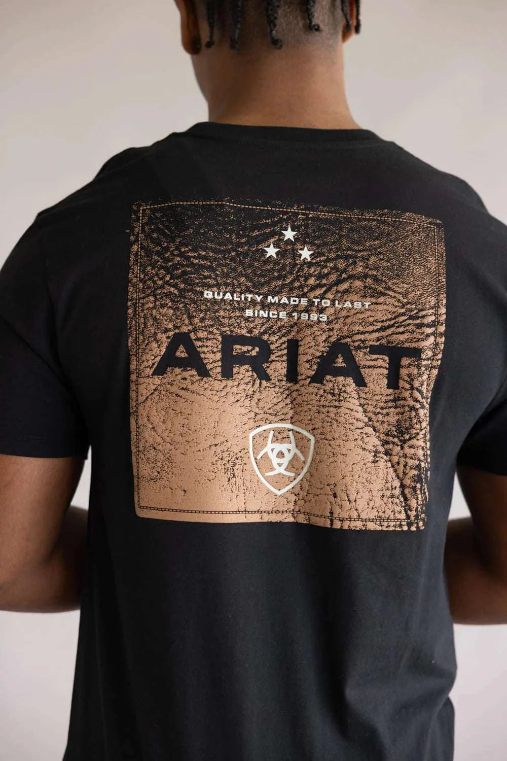ARIAT MEN BOOT LEATHER PATCH SS TSHRT BLACK 10071159 Laherradurawwnc.com