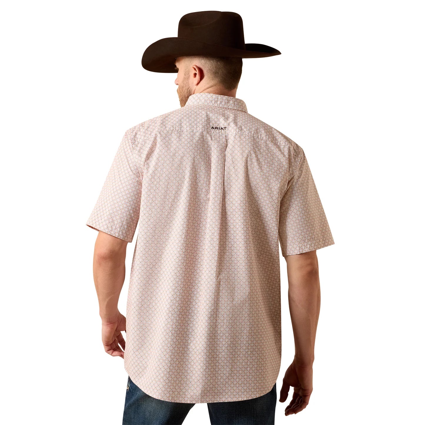 CAMISA NELSS DE MANGA CORTA PARA HOMBRE ARIAT ESTAMPADO GEOMÉTRICO ALMOND OIL - 10073520
