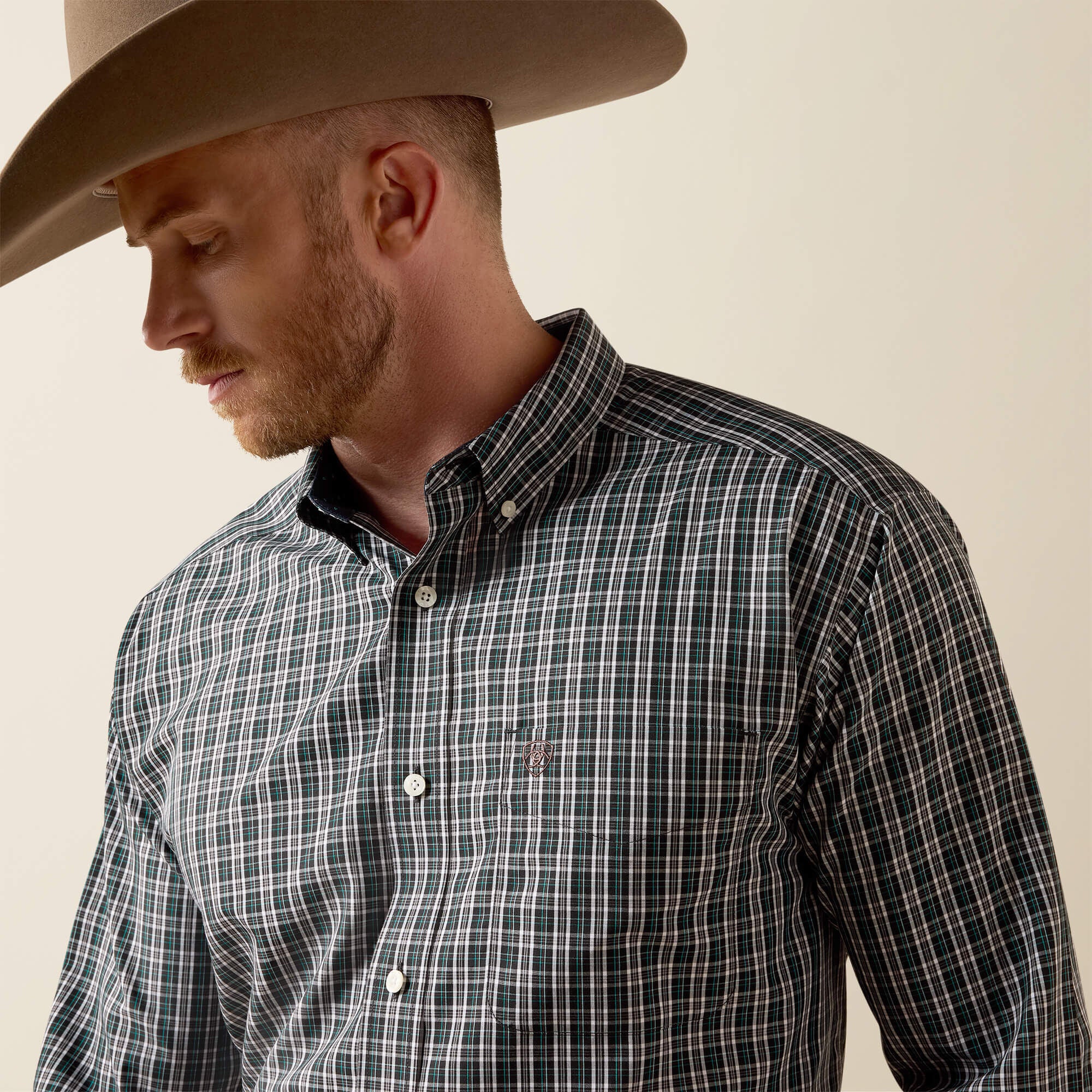 ARIAT CAMISA DE MANGA LARGA WF WHITFORD A CUADROS NEGROS PARA HOMBRE 10073685