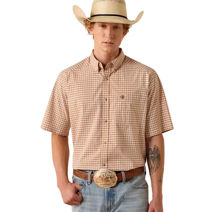 ARIAT MENS PRO NILES LS SHRT ALMOND OIL MINI PLAID - 10073609