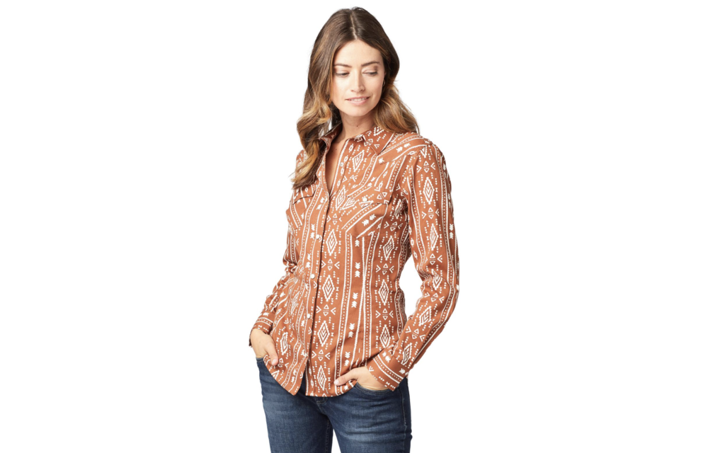 WRANGLER WOMENS BROWN AZTEC SHIRT - 112321222