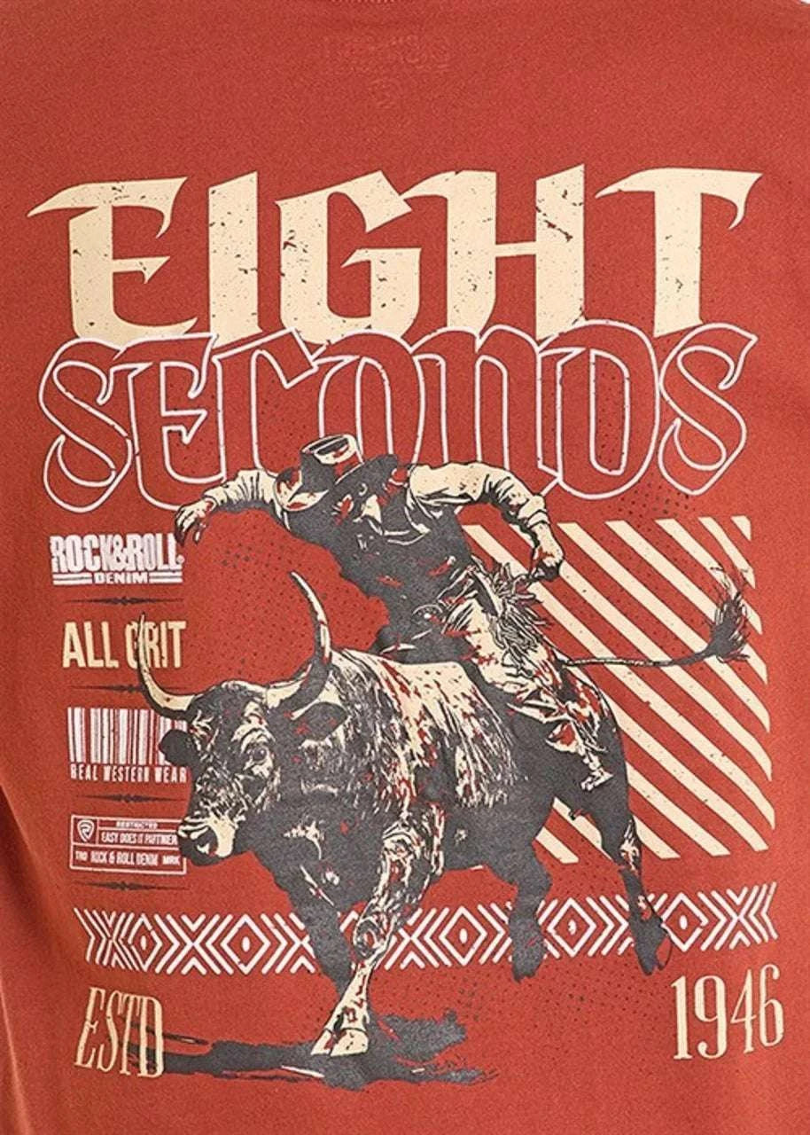 ROCK & ROLL UNISEX T-SHIRT EIGHT SECONDS GRAPHIC RUST - BU21T08868 Laherradurawwnc.com