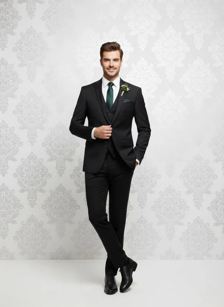 FABIO FABRINI MENS JECKET AND PANTS SUIT BLACK FF2S+V 4030S