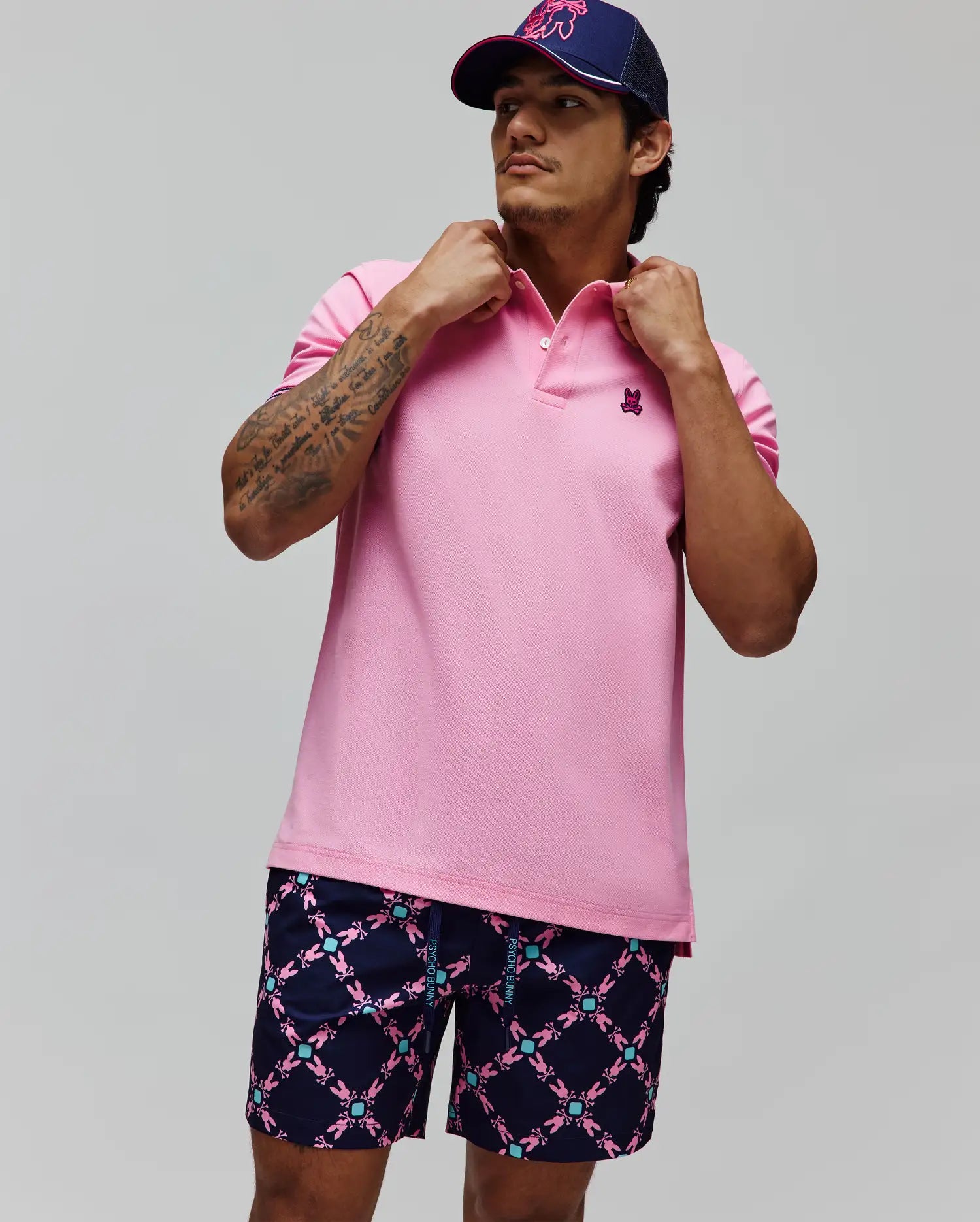 PSYCHO BUNNY CLARK PINK POLO - MT0100127