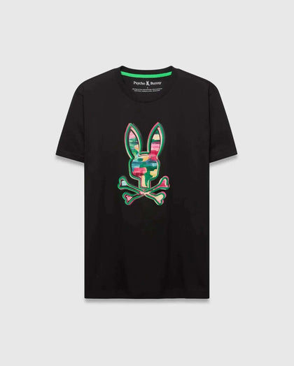PSYCHO BUNNY NATE GRAPHIC TEE BLACK & MULTICOLOR - MT0200307