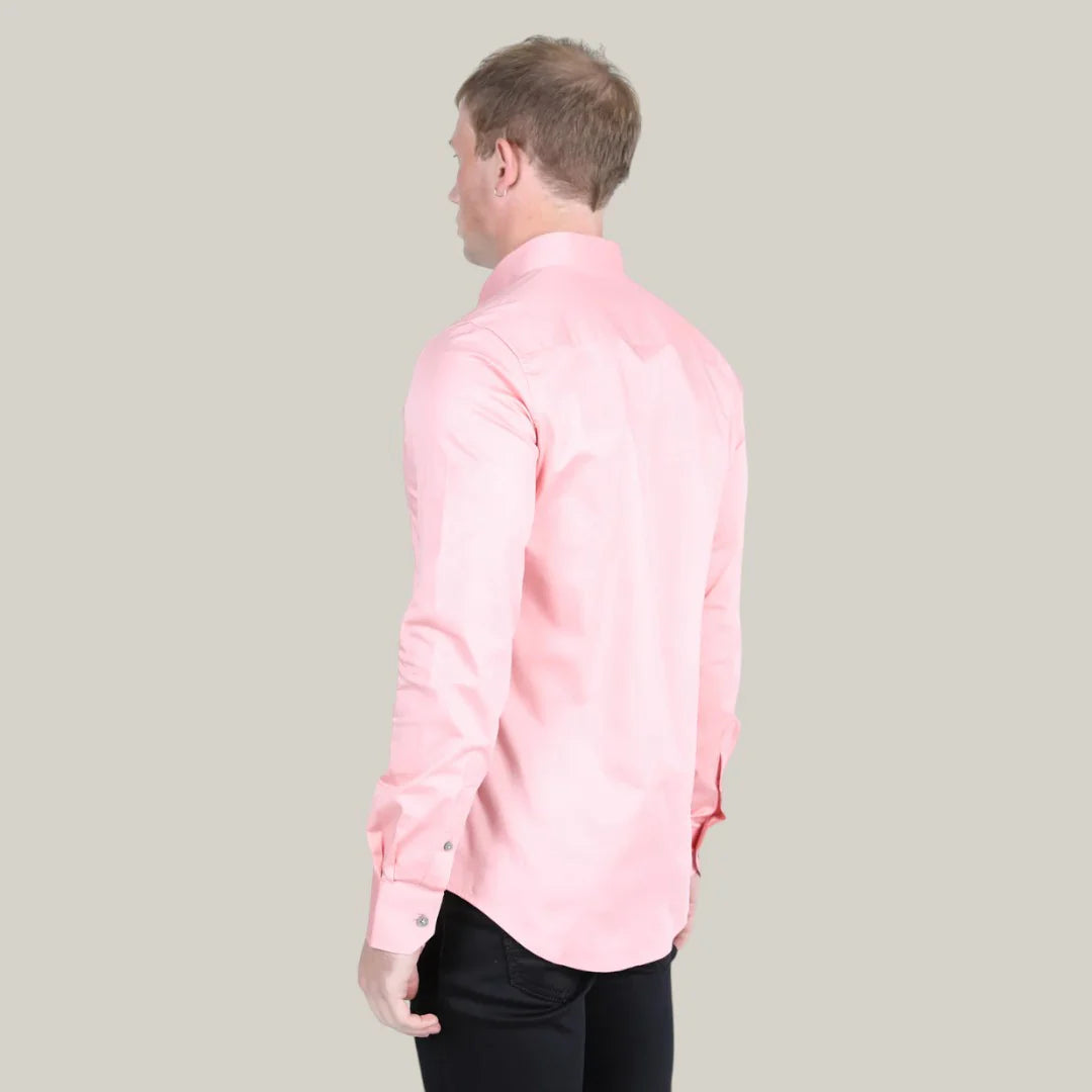 PLATINI MEN’S SHIRT MODERN FIT STRETCH PINK CTL9826