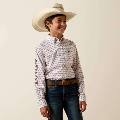 ARIAT NIÑOS CAMISETA M/L CUELLO REDONDO DALLAS ESTAMPADO GEOMÉTRICO MULTICOLOR BLANCO/NEGRO 10073649