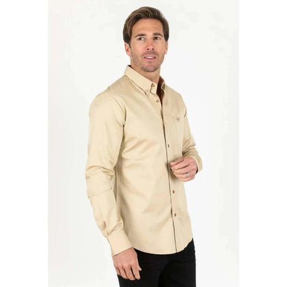 PLATINI MEN’S SHIRT MODERN FIT STRETCH BEIGE CTL9261