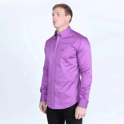 MENS SINGLE POCKET LOGO MODERN FIT STRETCH DRESS SHIRT CTL9827