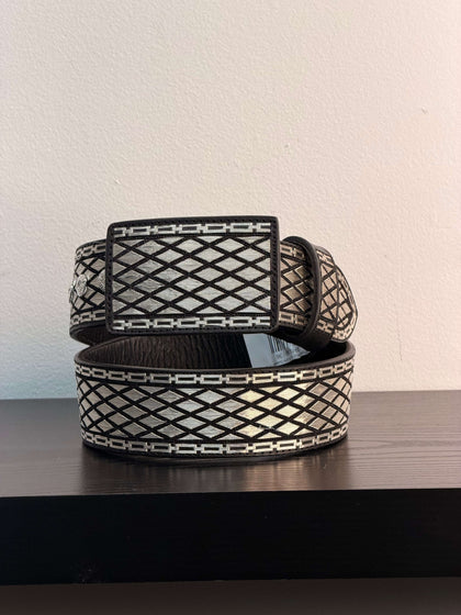 SILVER THREAD BELT WITH DIAMONDS, EXTRA LARGE SIZE