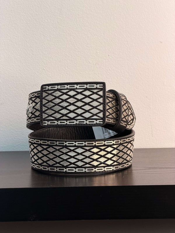 SILVER THREAD BELT WITH DIAMONDS, EXTRA LARGE SIZE