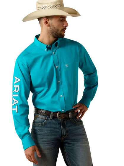 ARIAT MENS CLASSIC FIT PEACOCK BLUE/WHITE - 10073664