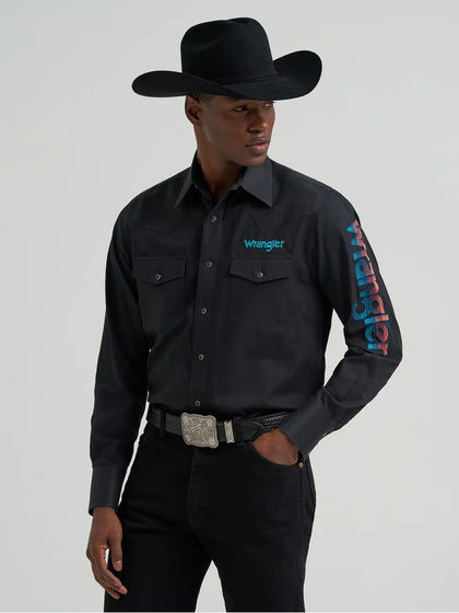 WRANGLER MEN BLACK LONG SLEEVE SHIRT 112381987