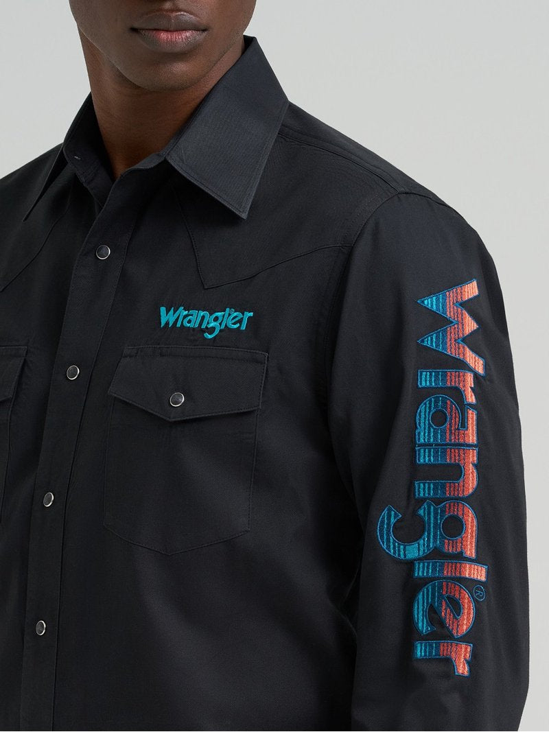 WRANGLER MEN BLACK LONG SLEEVE SHIRT 112381987
