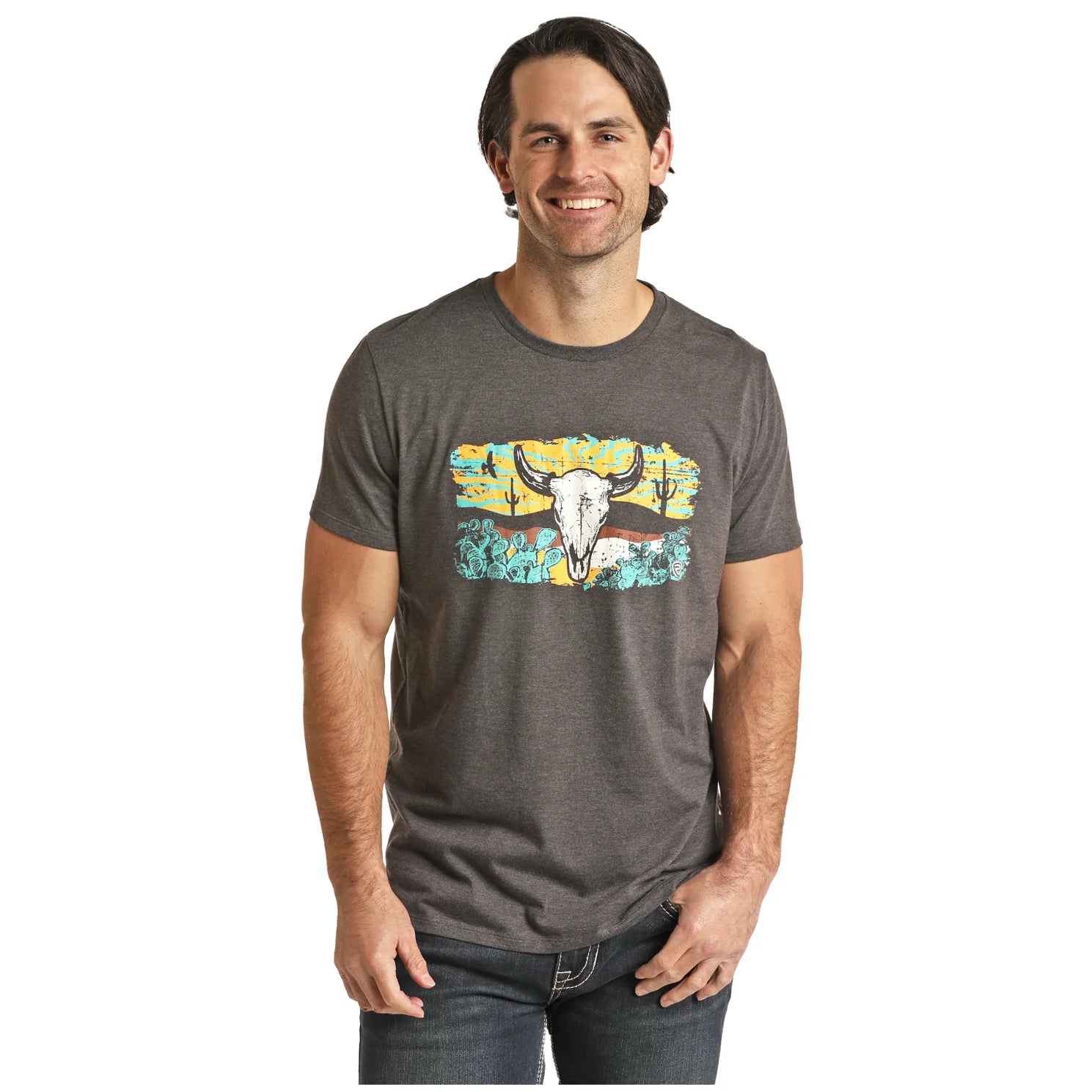 ROCK&ROLL MENS GRAPHIC TEE CHARCOAL RRUT21R062