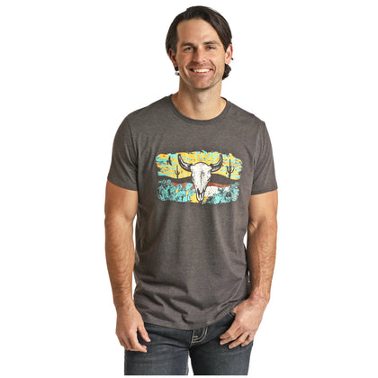ROCK&ROLL MENS GRAPHIC TEE CHARCOAL RRUT21R062