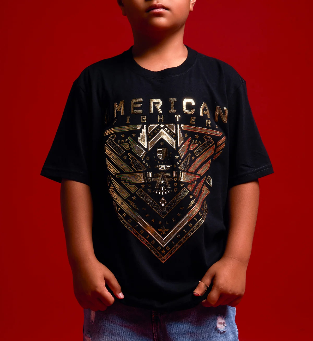 AMERICAN CHILD FIGHTER/ CORTEZ S/S TEE-Y BK FMY166447