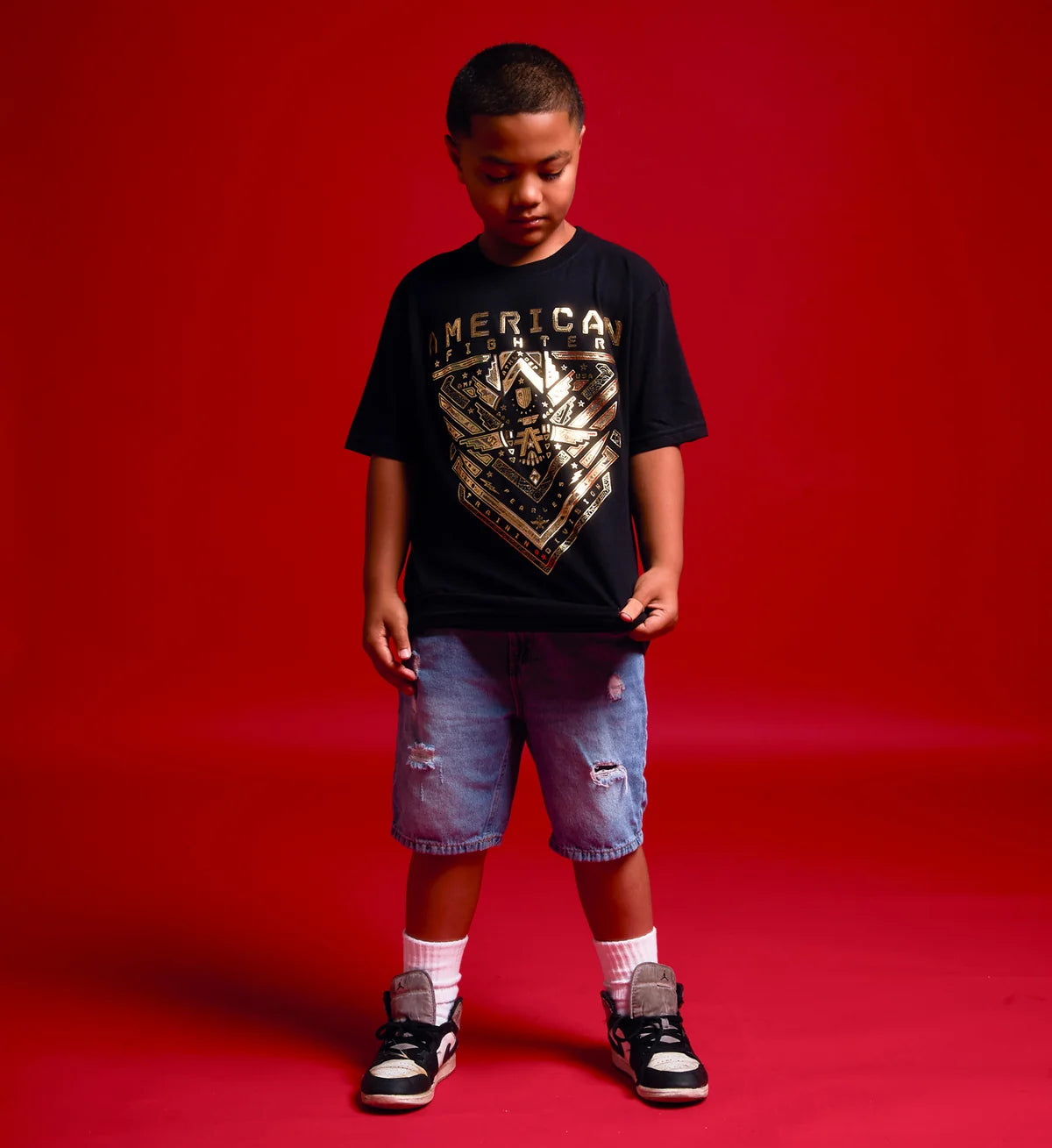 AMERICAN CHILD FIGHTER/ CORTEZ S/S TEE-Y BK FMY166447