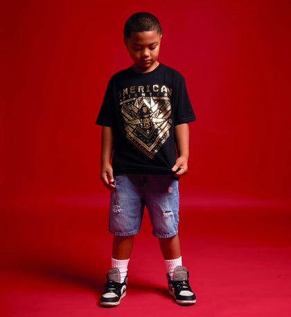 AMERICAN CHILD FIGHTER/ CORTEZ S/S TEE-Y BK FMY16647