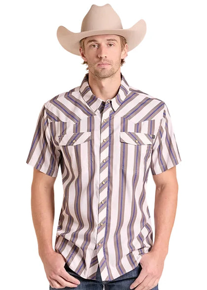 ROCK&ROLL MENS TEK STRIPE PRINTED SS NATURAL BMN3S09455