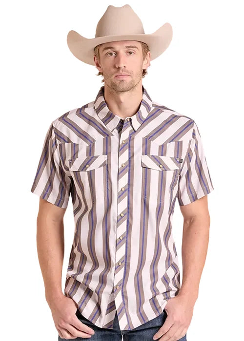 ROCK&ROLL MENS TEK STRIPE PRINTED SS NATURAL BMN3S09455