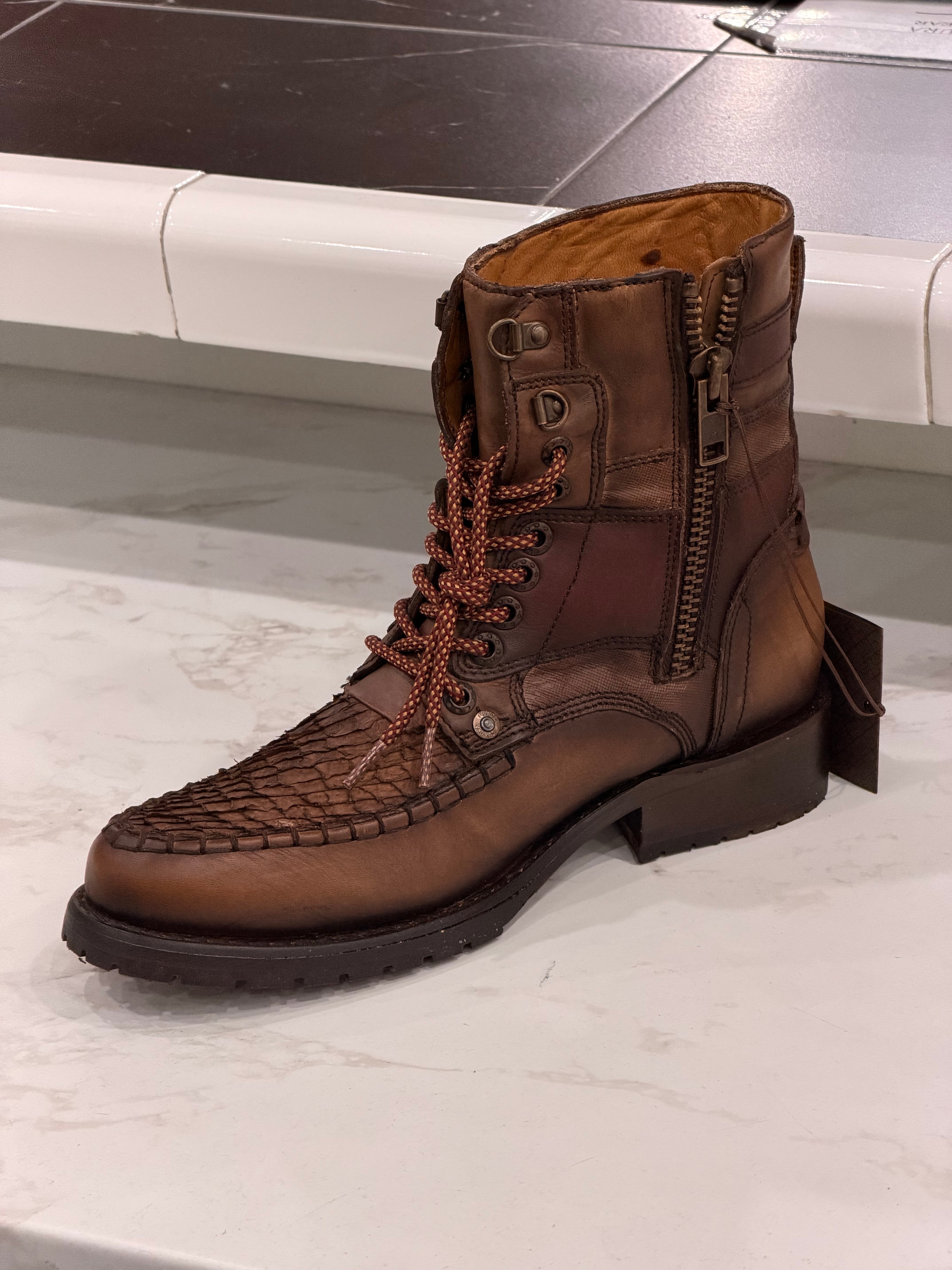 CUADRA BOOTS MEN PEZ COFFEE BROWN ROUND TOE CU605