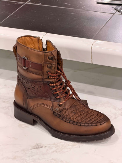 BOTAS CUADRA HOMBRE PEZ CAFÉ OSCURO PUNTA REDONDA CU605