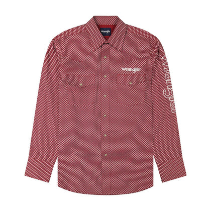MENS WRANGLER SHIRT CLASSIC FIT WHITE /RED WINE 112385927