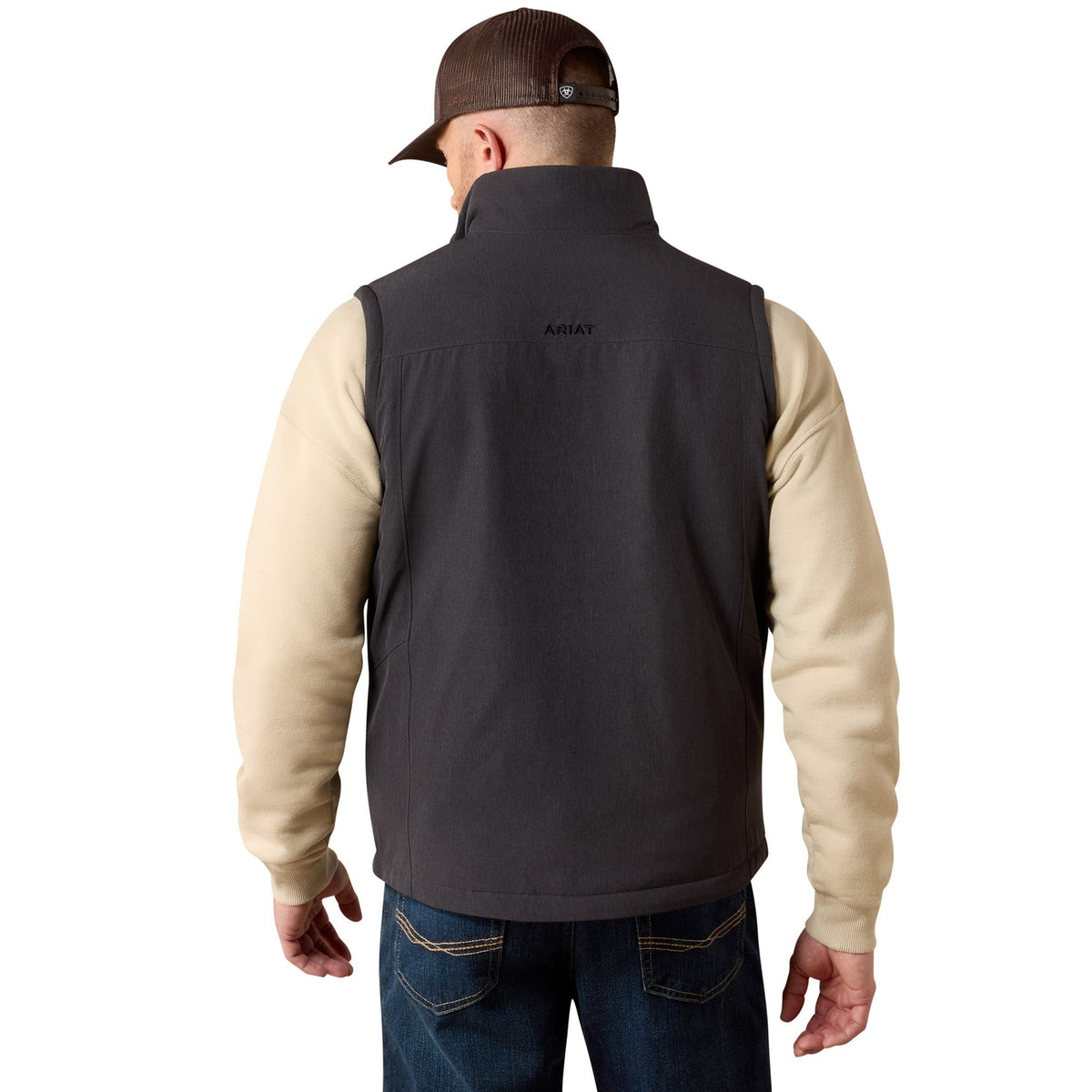 ARIAT MEN’S PIONNER STRETCHSHELL CHARCOAL HEATHER VEST 10079637