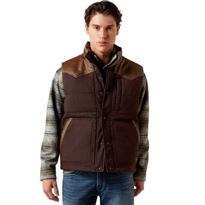 ARIAT MEN’S MOLE BROWN WESTERN QUILTED CONCEALED CARRY VEST 10079280