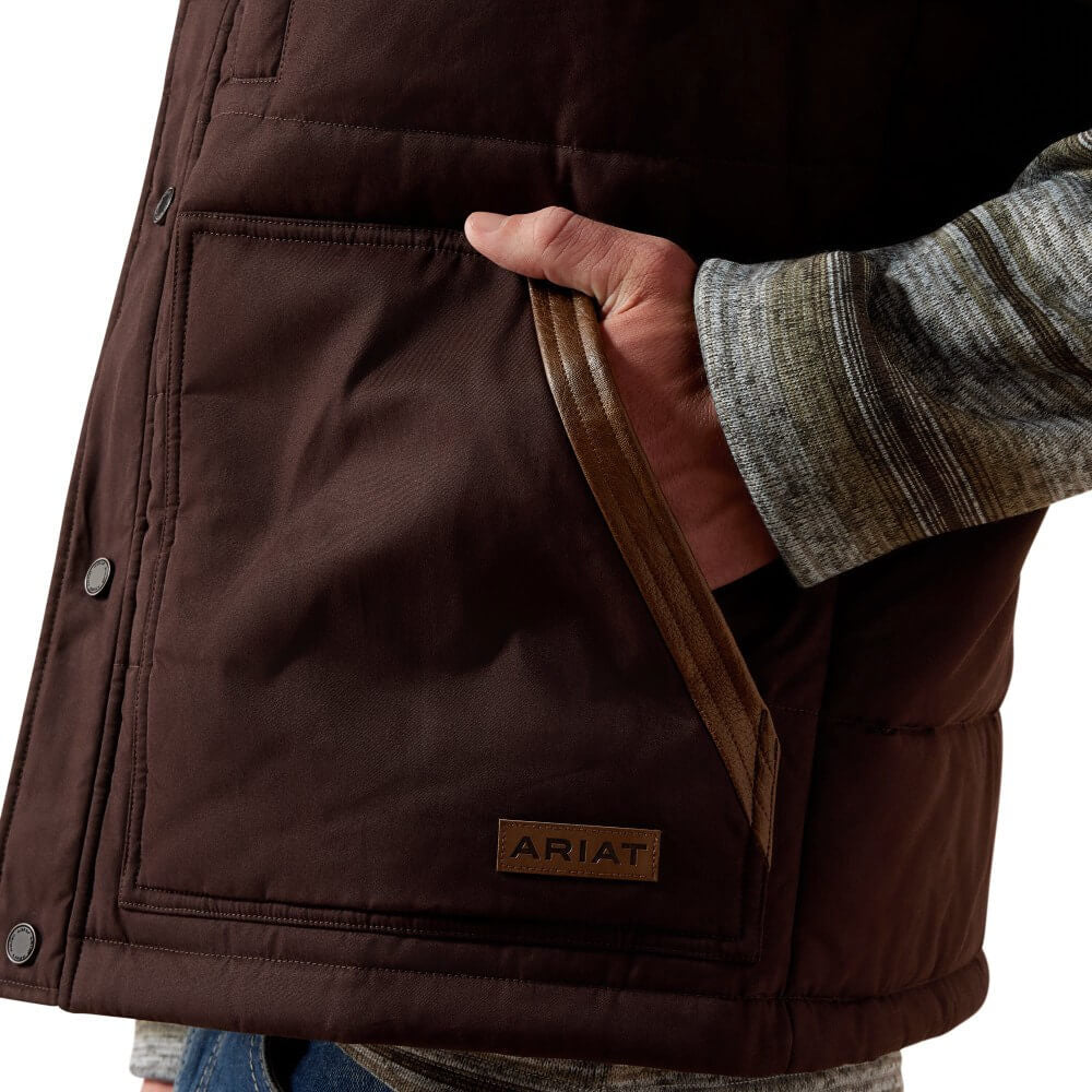 ARIAT MEN’S MOLE BROWN WESTERN QUILTED CONCEALED CARRY VEST 10079280