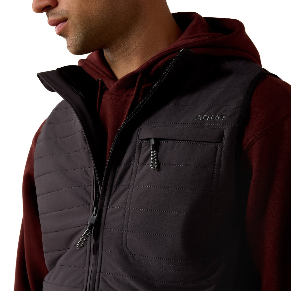 ARIAT MEN’S WYLIE OBSIDIAN BLACK FULL ZIP VEST 10079256