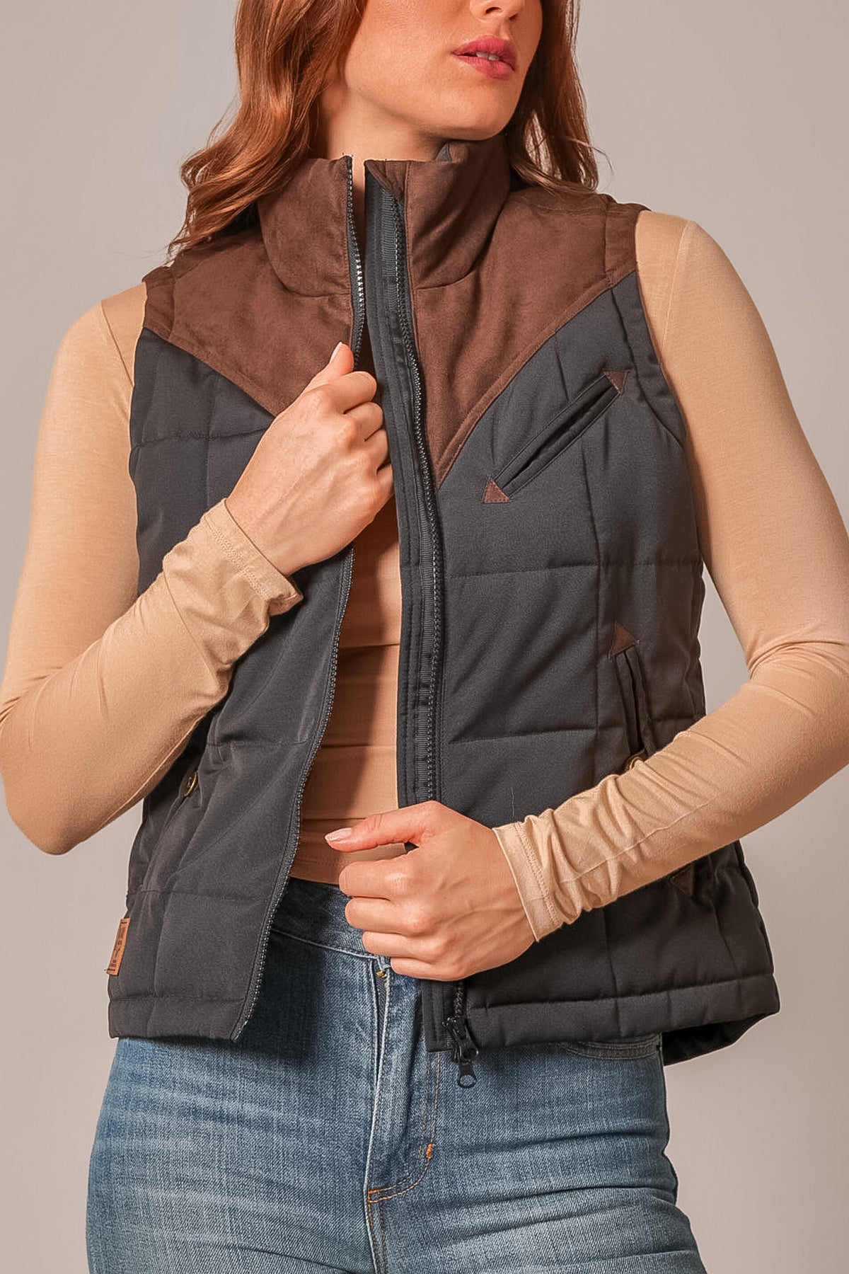 KIMES RANCH WOMENS LENORA COFFE/BLACK VEST