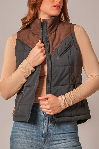 KIMES RANCH WOMENS LENORA COFFE/BLACK VEST