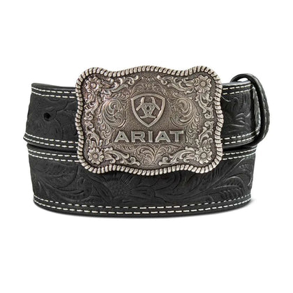 ARIAT BLACK MATT CINCELADO BOYS BELT A1309701