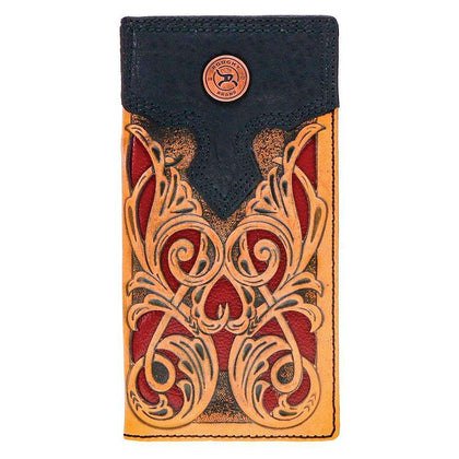 CARTERA HOOEY RODEO DE CUERO CINCELADO CON CORTES RW003 TNRD