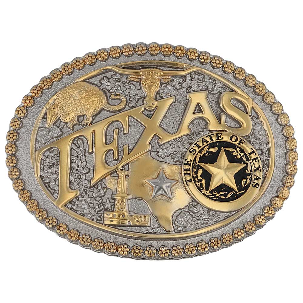 MONTANA SILVERSMITH OVAL STATE OF TEXAS BUCKLE 60811TXP2