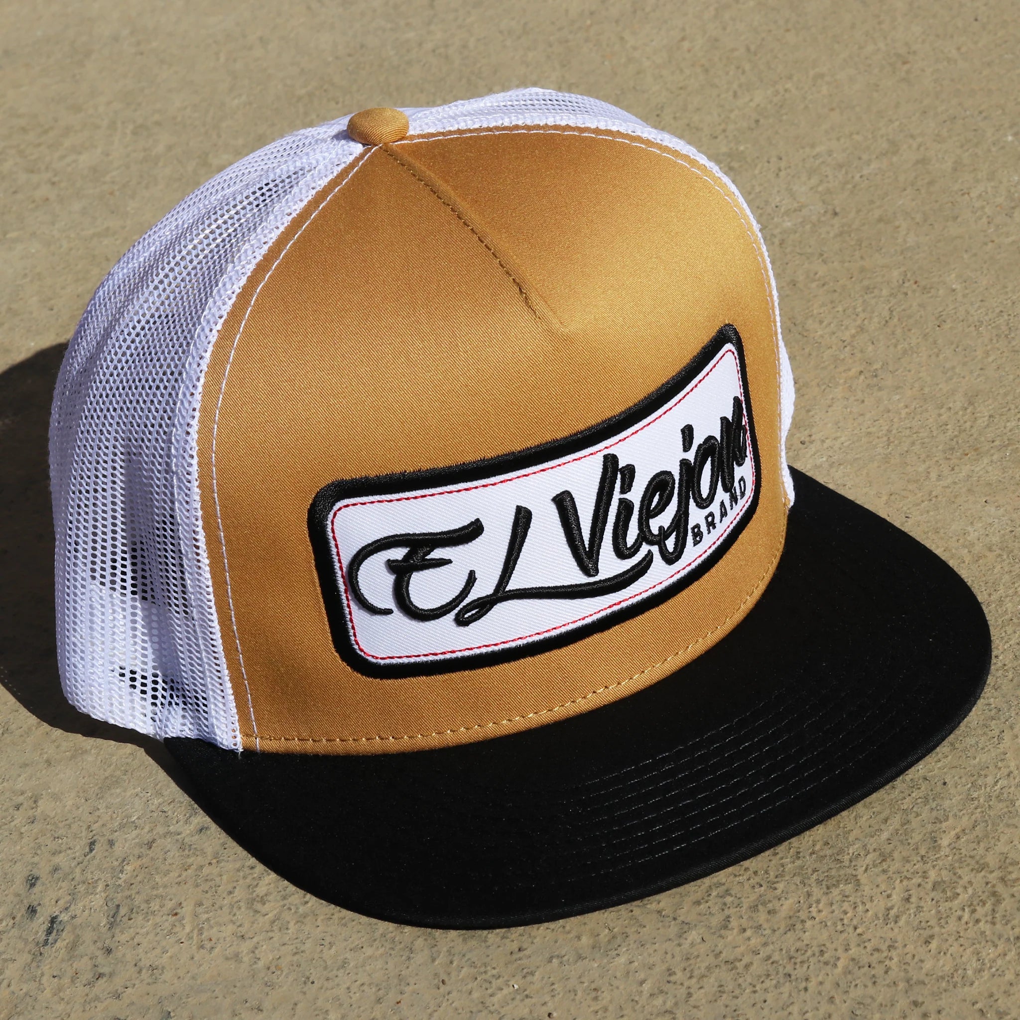 EL VIEJON WHITE/BLACK/CAMEL FLAT CAP