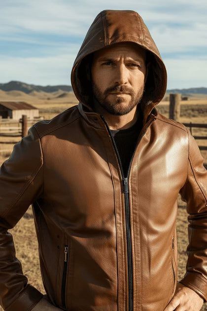 (CHAQUETA DE CUERO DE COÑAC DE NIKO MP-2201