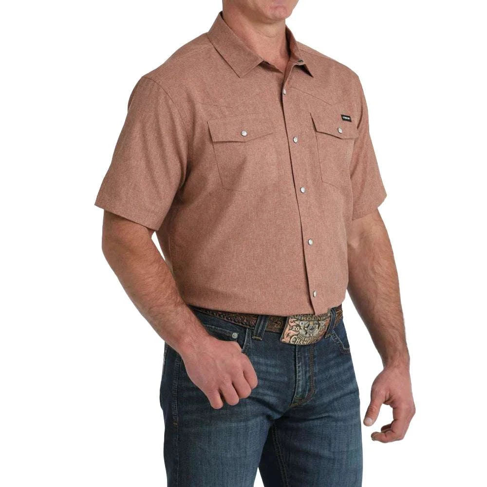 CINCH BROWN SHORT SLEEVE SHIRT-MTW1402010 Laherradurawwnc.com
