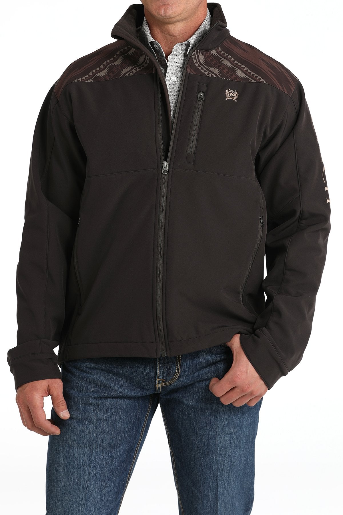 CINCH MENS BONDED JACKET BROWN AZTEC TOP 3008