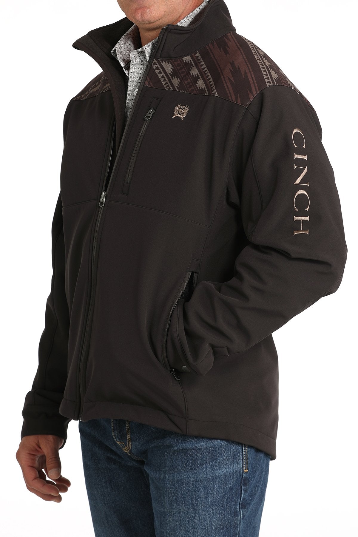 CINCH MENS BONDED JACKET BROWN AZTEC TOP 3008