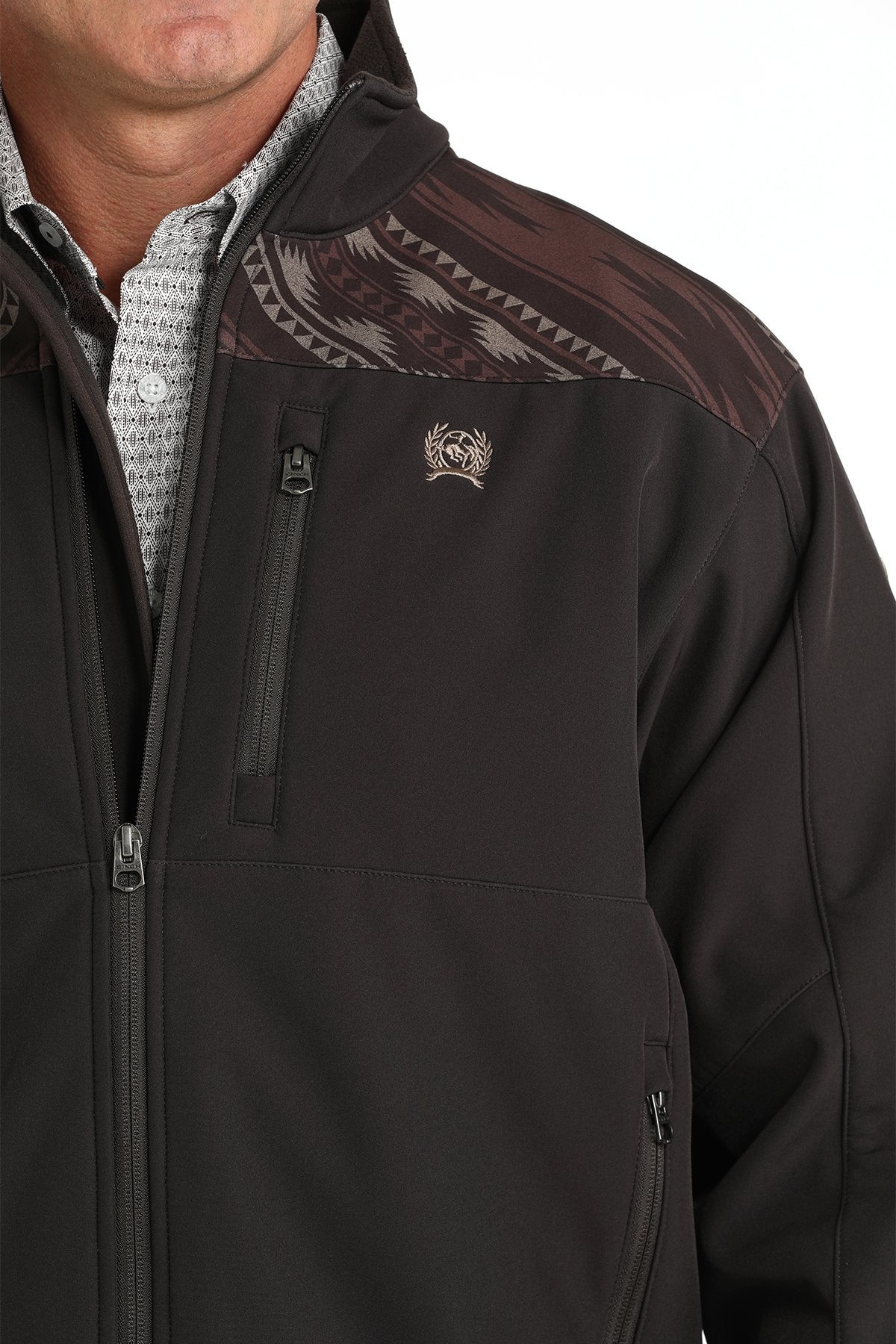 CINCH MENS BONDED JACKET BROWN AZTEC TOP 3008