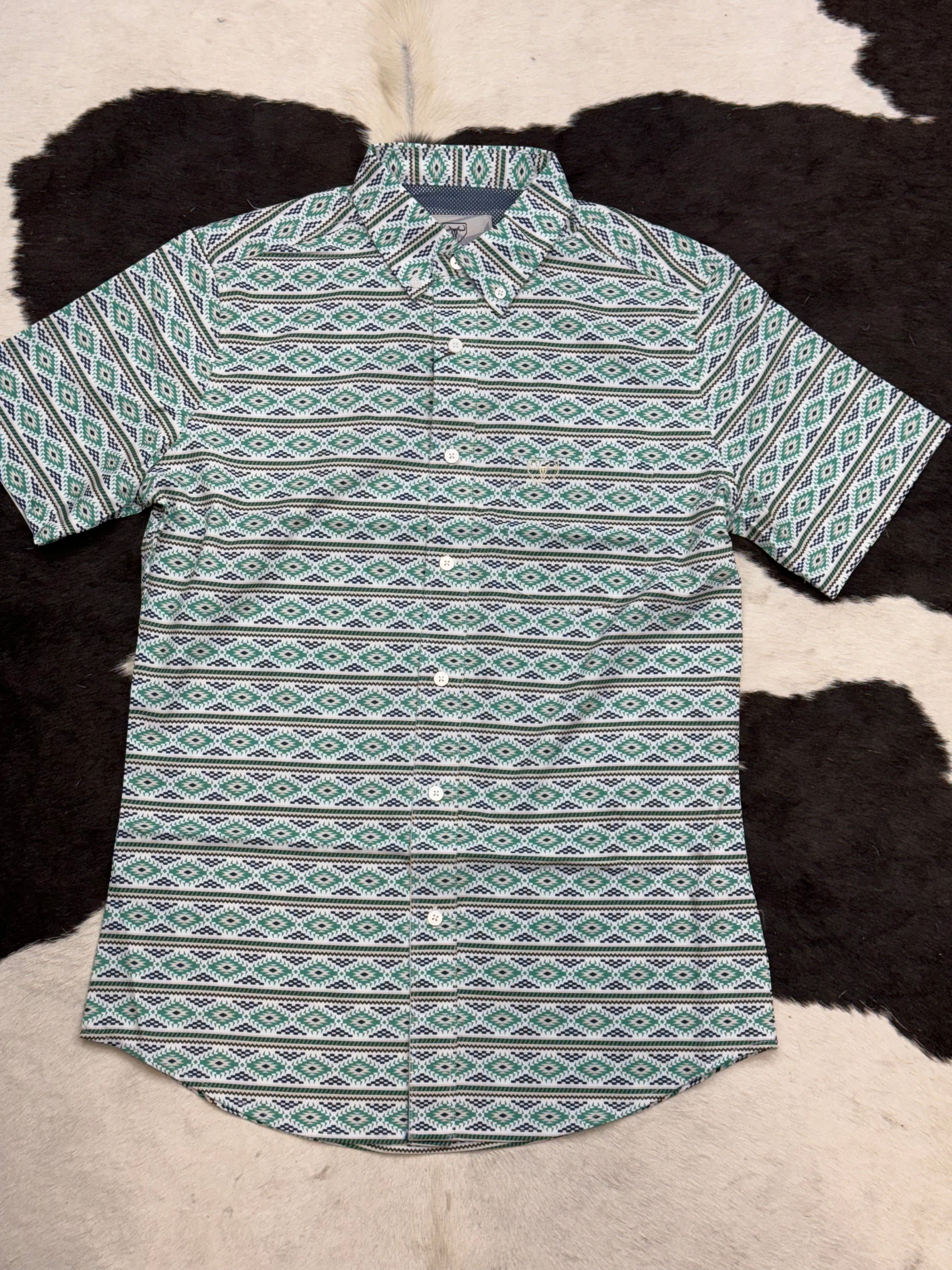 TEALAZTEC SHORT SLEEVE SHIRT AZUL