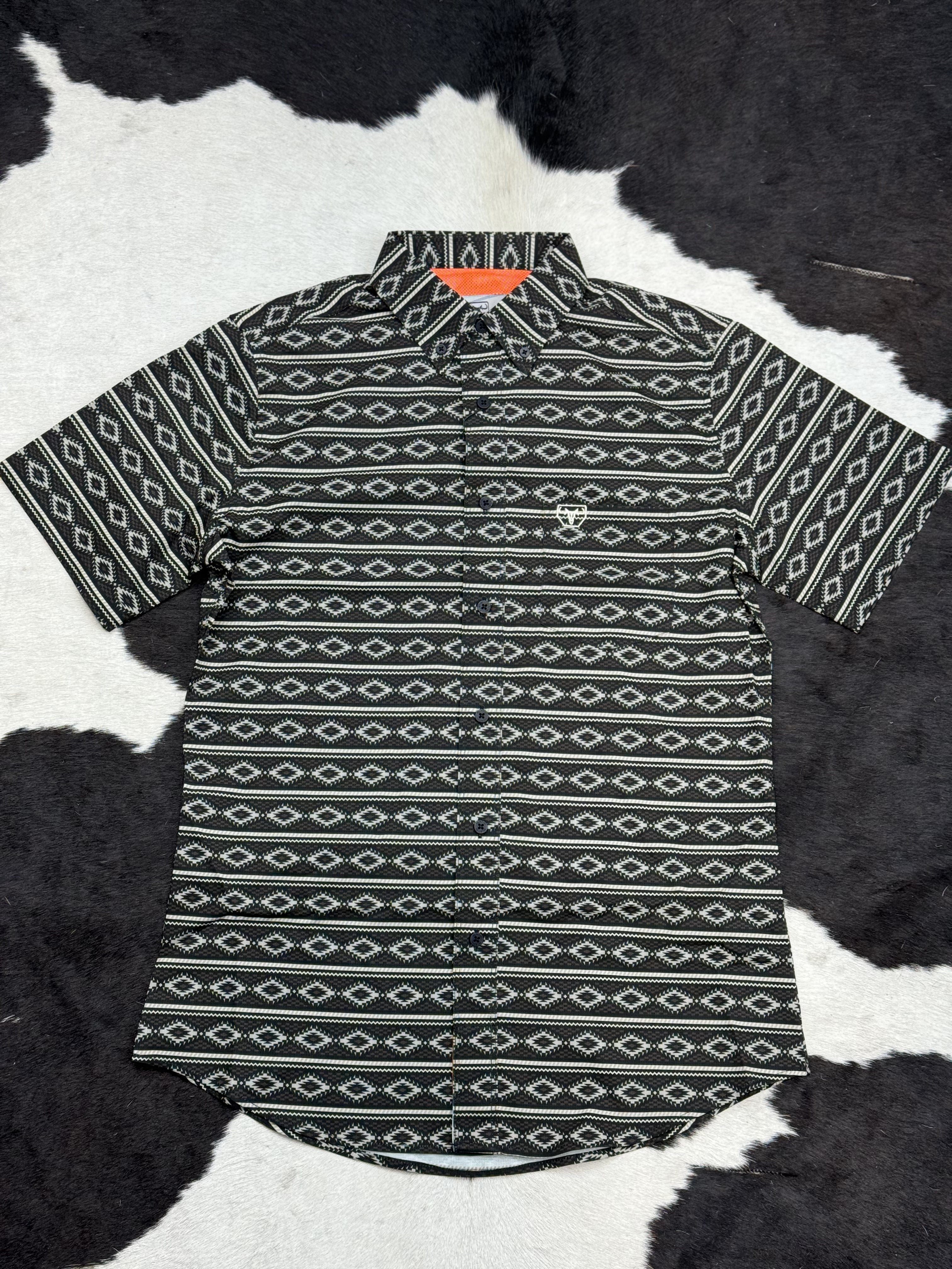 BLACK AZTEC SHORT SLEEVE SHIRT BLACK TAUPE